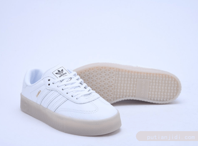 阿迪达斯AdidasSambaRoseWKJS公司级三叶草头白色女子低帮厚底板鞋货号：D96702