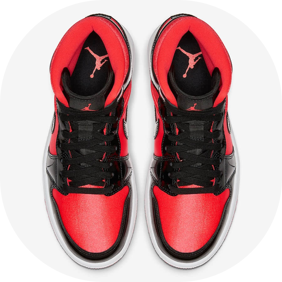 热心似火的Hot punch鞋面调配亮黑色漆皮！这双Air Jordan 1 Mid就一个字：酷！ 货号：BQ6472-600_小众平价潮鞋品牌